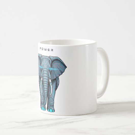 Stylized Elephant Graphic with Power Theme コーヒーマグカップ (正面右)