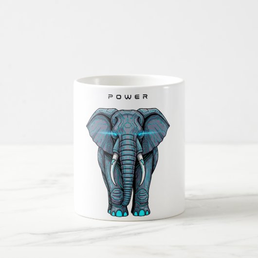 Stylized Elephant Graphic with Power Theme コーヒーマグカップ (中央)