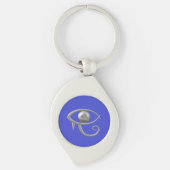 Stylized Eye of Ra Silver on Blue キーホルダー (正面)