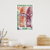 Stylized Faces Mali 1980s Postage Stamp - Vintage ポスター (キッチン)