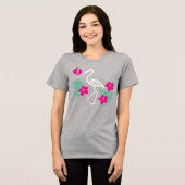 Stylized Flamingo Skeleton with Tropical Flowers トライブレンドTシャツ (正面全面)