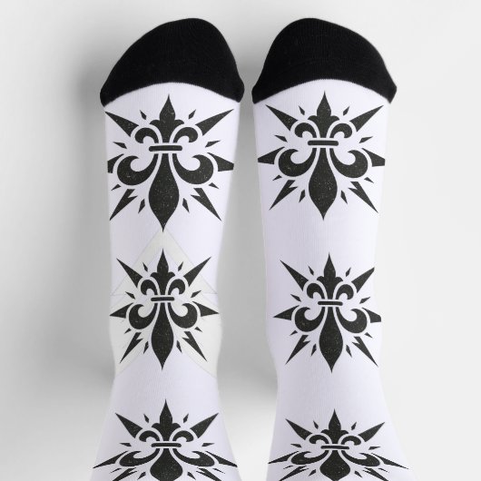 "Stylized Fleur-de-lis" Crew Socks ソックス (上部)