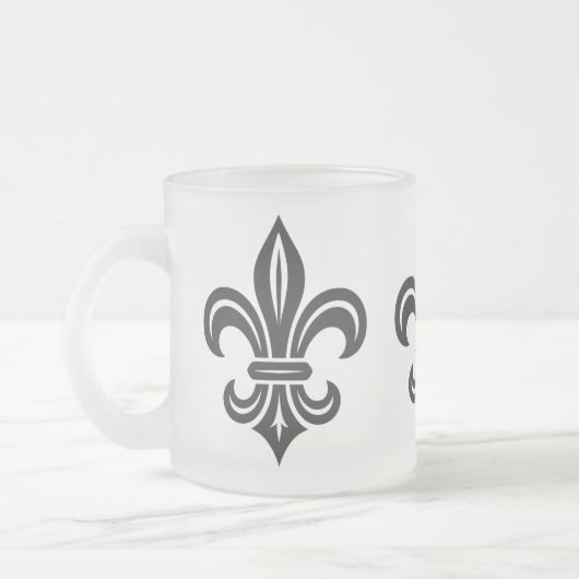 "Stylized Fleur-de-lis" Mug フロストグラスマグカップ (左)