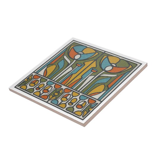 Stylized Floral Mid-Century Motif #6 ID1224 タイル (側面)