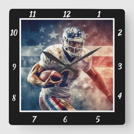 Stylized Football Player スクエア壁時計 (正面)