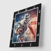 Stylized Football Player スクエア壁時計 (傾斜)