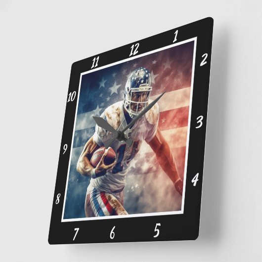 Stylized Football Player スクエア壁時計 (傾斜)