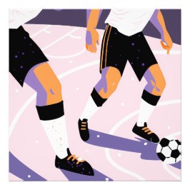 Stylized Football Players Dribbling a Soccer Ball フォトプリント