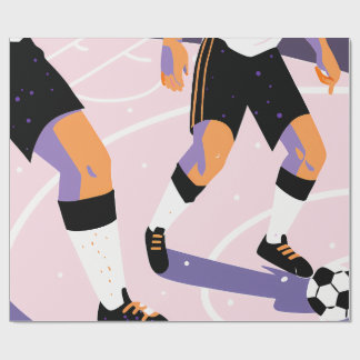 Stylized Football Players Dribbling a Soccer Ball ラッピングペーパー