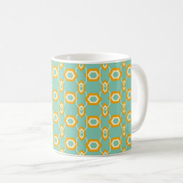 Stylized geometric pattern in bold orange hexagon コーヒーマグカップ