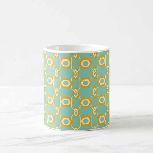 Stylized geometric pattern in bold orange hexagon コーヒーマグカップ (中央)