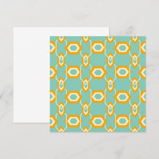 Stylized geometric pattern in bold orange hexagon サンキューカード (正面/裏面)