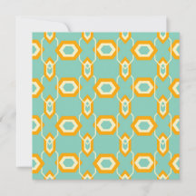 Stylized geometric pattern in bold orange hexagon