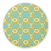 Stylized geometric pattern in bold orange hexagon セラミックノブ (正面)