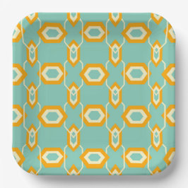 Stylized geometric pattern in bold orange hexagon ペーパープレート