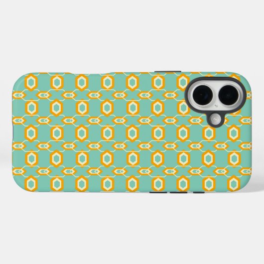 Stylized geometric pattern in bold orange hexagon Case-Mate iPhoneケース (裏面 (横))