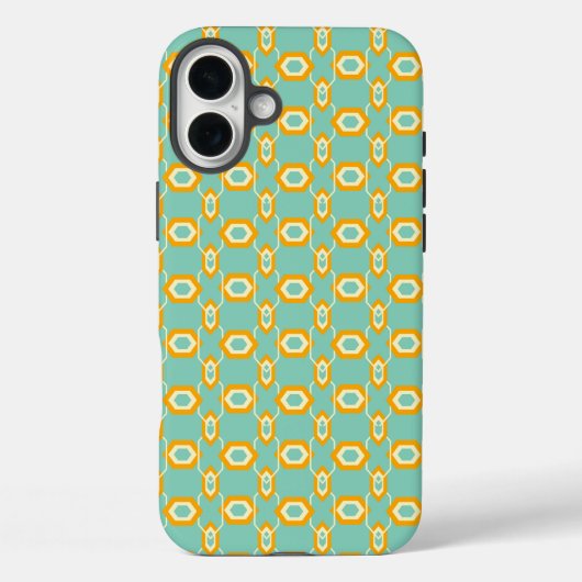 Stylized geometric pattern in bold orange hexagon Case-Mate iPhoneケース (裏面)