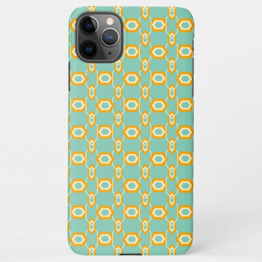 Stylized geometric pattern in bold orange hexagon iPhoneケース (裏面)