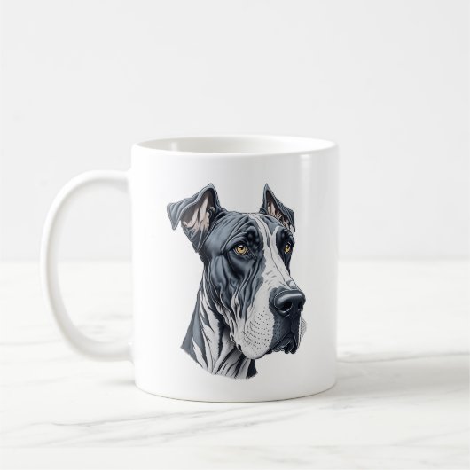 Stylized Great Dane Head コーヒーマグカップ (左)