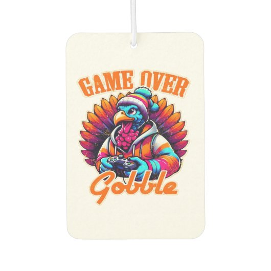 Stylized Hoodie Turkey Gamer with Distressed Orang カーエアーフレッシュナー (正面)