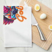 Stylized Hoodie Turkey Gamer with Distressed Orang キッチンタオル (四つ折り)