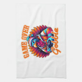 Stylized Hoodie Turkey Gamer with Distressed Orang キッチンタオル (縦)