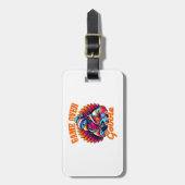 Stylized Hoodie Turkey Gamer with Distressed Orang ラゲッジタグ (正面縦)