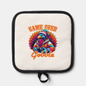 Stylized Hoodie Turkey Gamer with Distressed Orang 鍋敷き (正面)