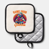 Stylized Hoodie Turkey Gamer with Distressed Orang 鍋敷き (正面/裏面)