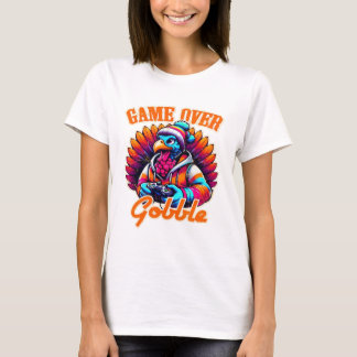 Stylized Hoodie Turkey Gamer with Distressed Orang Tシャツ