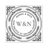 Stylized Leaf Wooden Return Address Stamp ラバースタンプ (インプリント)