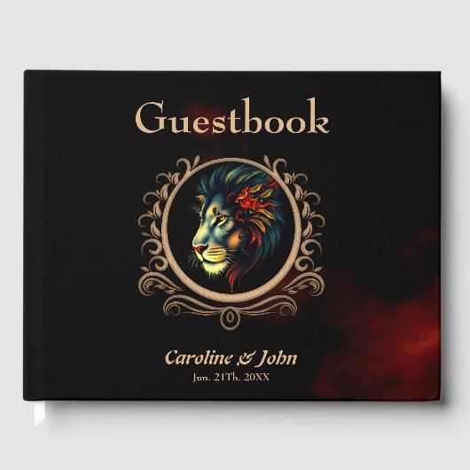Stylized Lion Head Portrait in Mandala Frame  ゲストブック (正面)