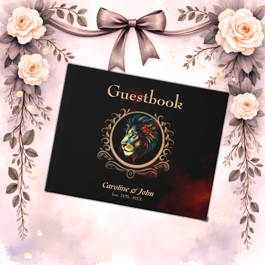 Stylized Lion Head Portrait in Mandala Frame  ゲストブック