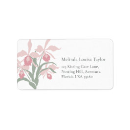 Stylized orchid Cattleya dusty pink address labels ラベル