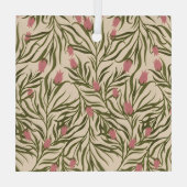 Stylized pink bell-shaped floral pattern ガラスオーナメント (裏面)