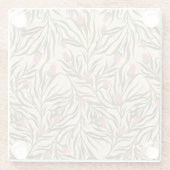 Stylized pink bell-shaped floral pattern ガラスコースター (裏面)