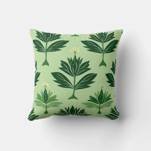 Stylized Plant Pattern – Harmony in Green クッション (裏面)