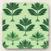 Stylized Plant Pattern – Harmony in Green コースター (正面)