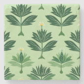 Stylized Plant Pattern – Harmony in Green ストーンコースター (正面)