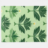 Stylized Plant Pattern – Harmony in Green フリースブランケット (正面(横))