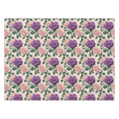 Stylized Purple Roses With Green Accents テーブルクロス (正面(横))