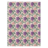 Stylized Purple Roses With Green Accents テーブルクロス (正面)