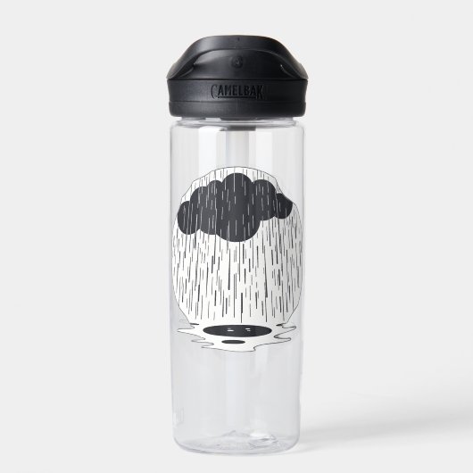 Stylized Rain Cloud with Falling Rain and Puddle ウォーターボトル (背面)
