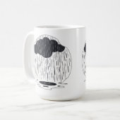 Stylized Rain Cloud with Falling Rain and Puddle コーヒーマグカップ (正面左)