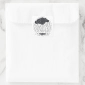 Stylized Rain Cloud with Falling Rain and Puddle スクエアシール (バッグ)