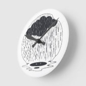 Stylized Rain Cloud with Falling Rain and Puddle ラウンド壁時計 (傾斜)