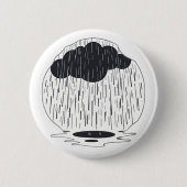 Stylized Rain Cloud with Falling Rain and Puddle 缶バッジ (正面)