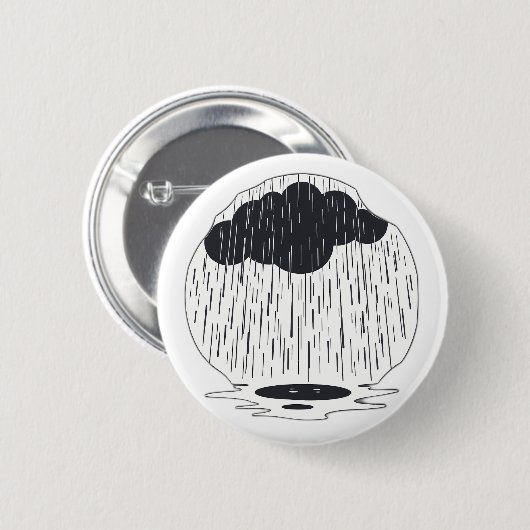 Stylized Rain Cloud with Falling Rain and Puddle 缶バッジ (正面&裏面)