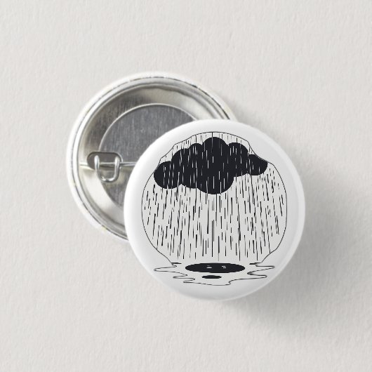 Stylized Rain Cloud with Falling Rain and Puddle 缶バッジ (正面&裏面)