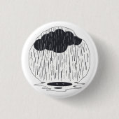 Stylized Rain Cloud with Falling Rain and Puddle 缶バッジ (正面)